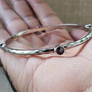Vintage Graziano CN Bracelet Silver Tone Bangle Wrist Band Jewelry Size 7.5 in